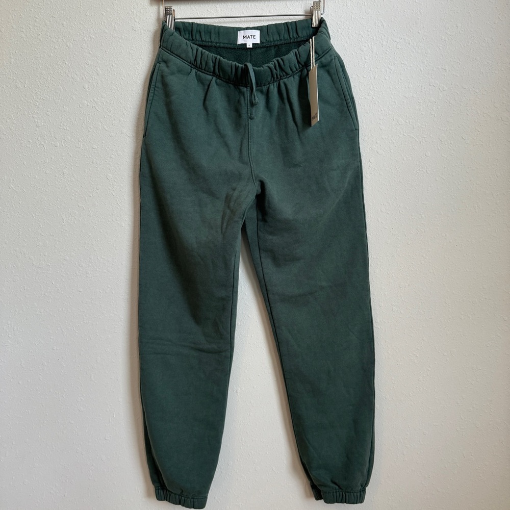 NWT size S Dark Sage Teal Moss Green Cuffed Hem Sweatpants - MATE the Label